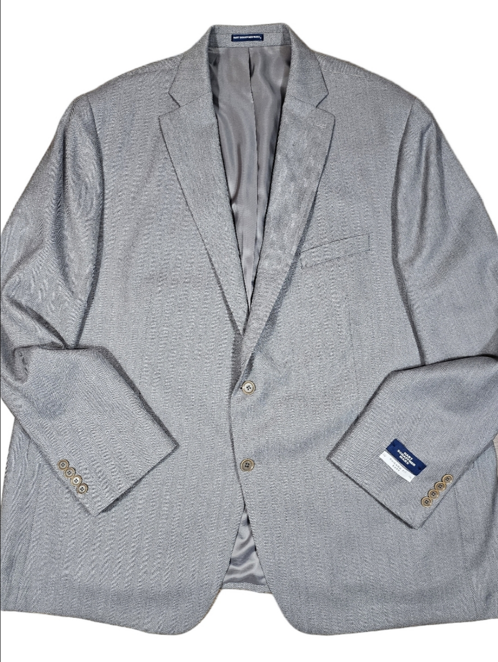 NWT Hart Schaffner Marx Chicago Fit Soft 100% Wool Grey Herringbone Blazer